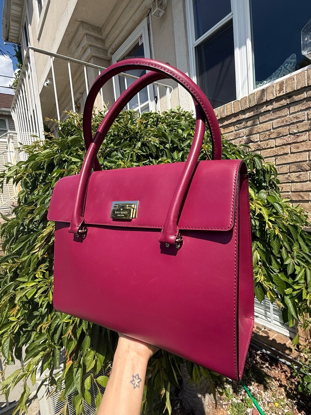 Kate Spade Harwood Place Sinclair Satchel Pink Leather Top Handle Purse Handbag